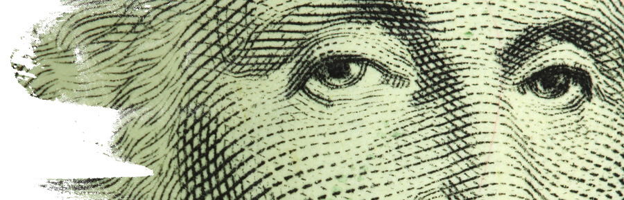 The eyes of George Washington from the one dollar bill 